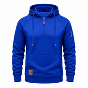 Men's Half-Zip Hooded Sweatshirt with Kangaroo Pocket and Adjustable Hood