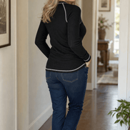 Women's Waffle Knit Henley Top with Button Placket