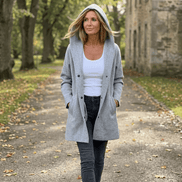 Women's Hooded Knitted Cardigan with Button Front and Pockets