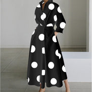 Alora Collared Front Wrap Women's Midi Dress with Long Sleeves in Print
