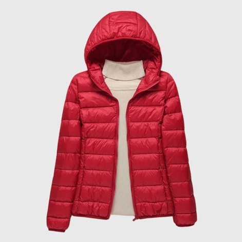 Janey Wrap-Front Quilted Puffer Jacket with Hood for Women