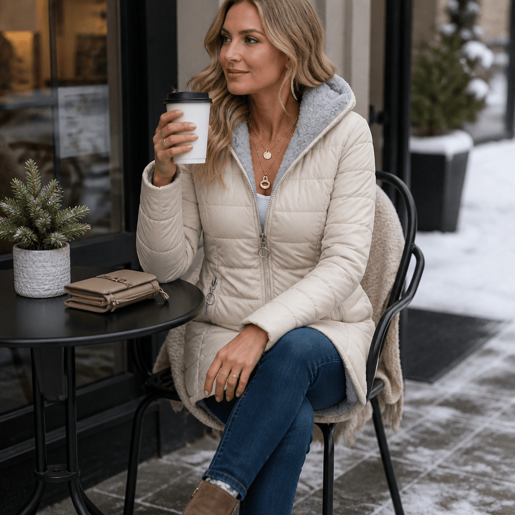 Women's Plush-Lined Hooded Longline Quilted Puffer Jacket