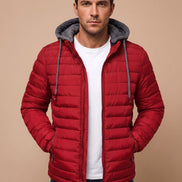 Dorian Men's Hooded Quilted Puffer Jacket with Packable Fold-Away Fit