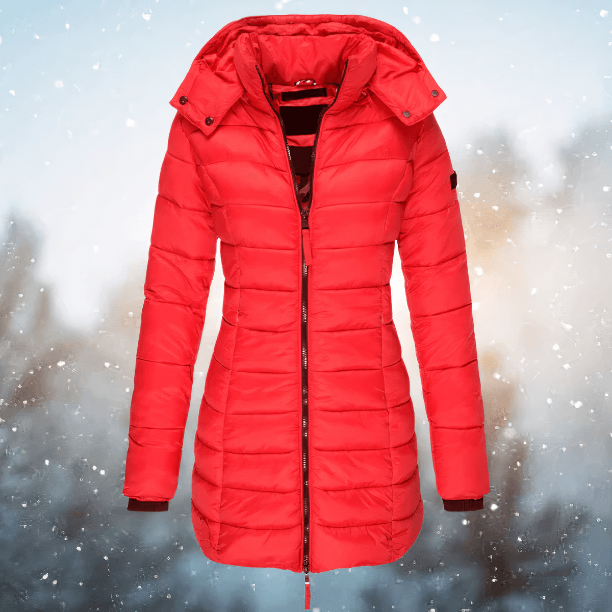 Drune Slim-Fit Hooded Padded Coat for Women in Mid-Length Winter Style