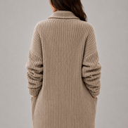Longline Open-Front Knit Women's Cardigan with Shawl Collar and Pockets