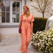 Amelia Floral Wrap Maxi Dress for Autumn Wedding Guests