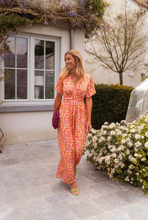 Amelia Floral Wrap Maxi Dress for Autumn Wedding Guests
