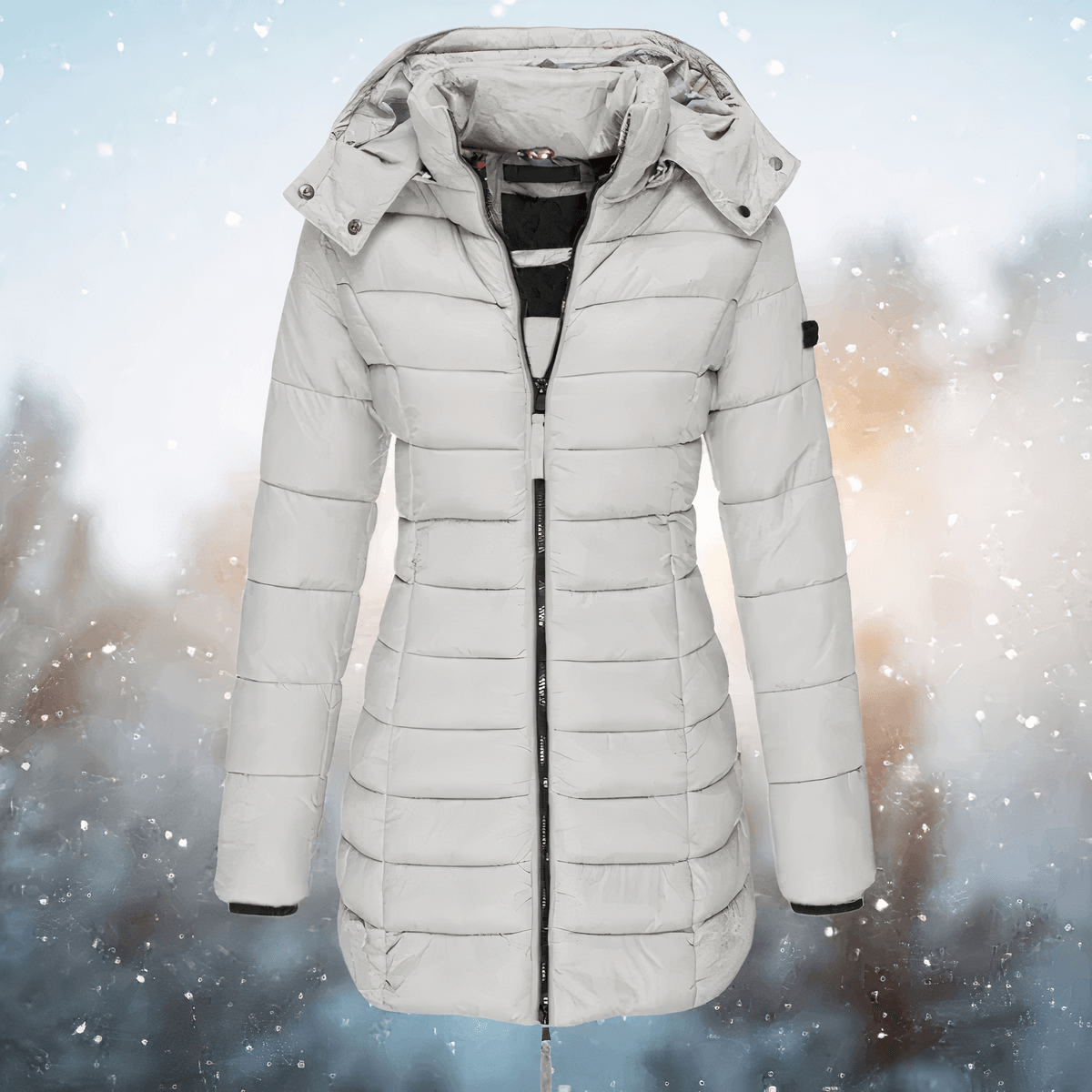 Drune Slim-Fit Hooded Padded Coat for Women in Mid-Length Winter Style