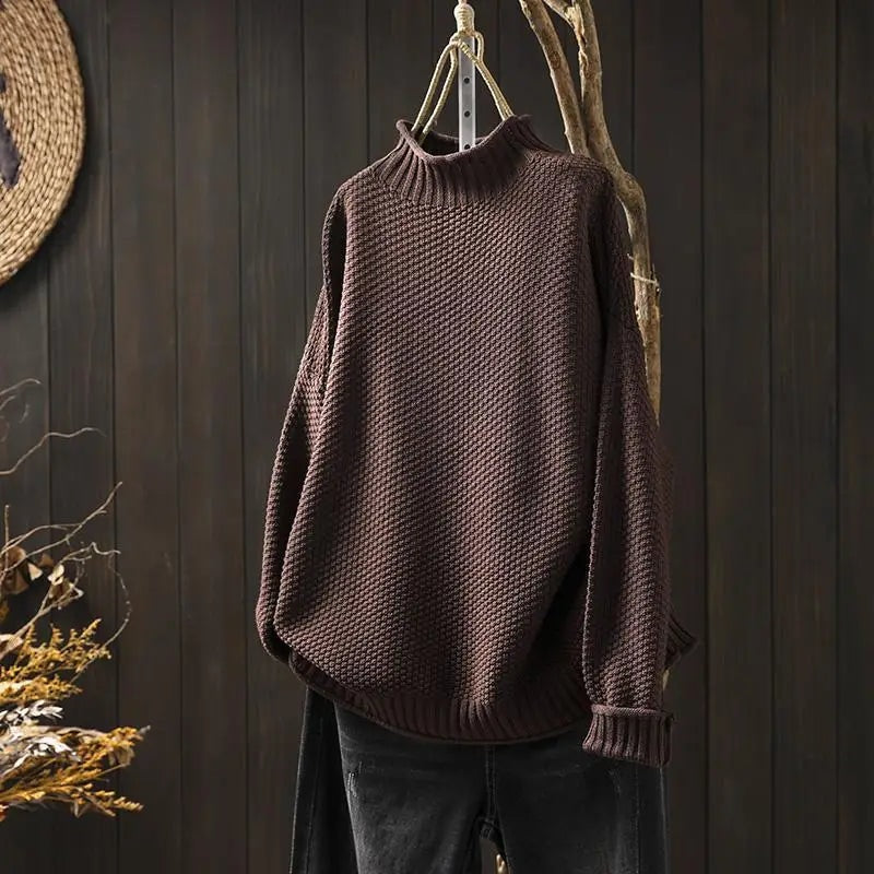 Filipa Mock-Neck Ribbed Oversized Women's Knitted Jumper