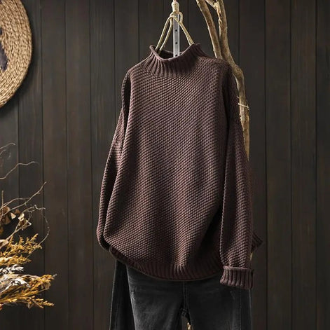 Filipa Mock-Neck Ribbed Oversized Women's Knitted Jumper