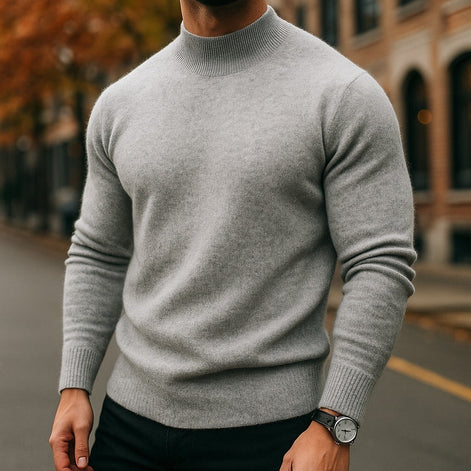 Alfie Mock Neck Mens Knit Sweater with Relaxed Fit