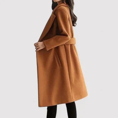 Rosa Belted Longline Wool-Blend Coat for Women in Winter