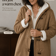 Women's Hooded Faux Suede Toggle Coat with Plush Sherpa Lining