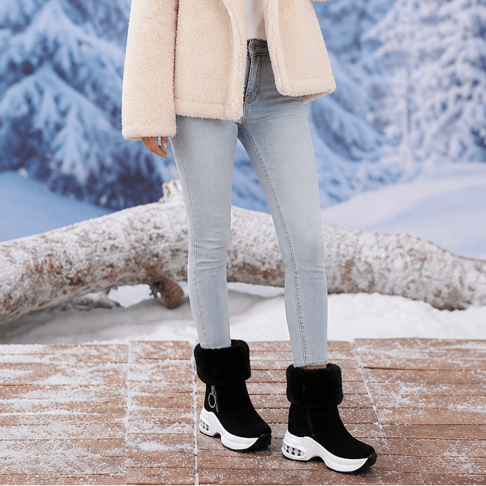 Josette Cuffed Zip-Up Ankle Boots with Fold-Over Textile Cuff for Women