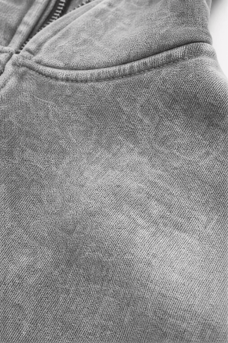 Women's Washed Relaxed Zip-Up Hoodie Jacket with Lined Hood