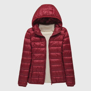 Janey Wrap-Front Quilted Puffer Jacket with Hood for Women