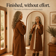 Women's Long Suede-Effect Button-Front Coat with Clean Vertical Line