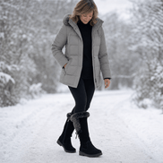 Calvera Fleece-Lined Suede Mid-Calf Winter Boots with Side Zip for Women