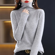Women's Wool Turtleneck Knitted Jumper with Ribbed Cuffs