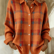 Esmeralda Plaid Cotton Flannel Button-Up Long Sleeve Blouse for Women