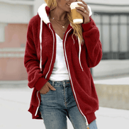 Wendy Oversized Zip-Up Fleece Hoodie with Sherpa Lined Hood