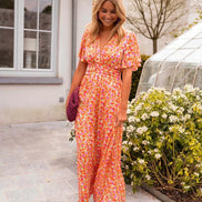 Amelia Floral Wrap Maxi Dress for Autumn Wedding Guests