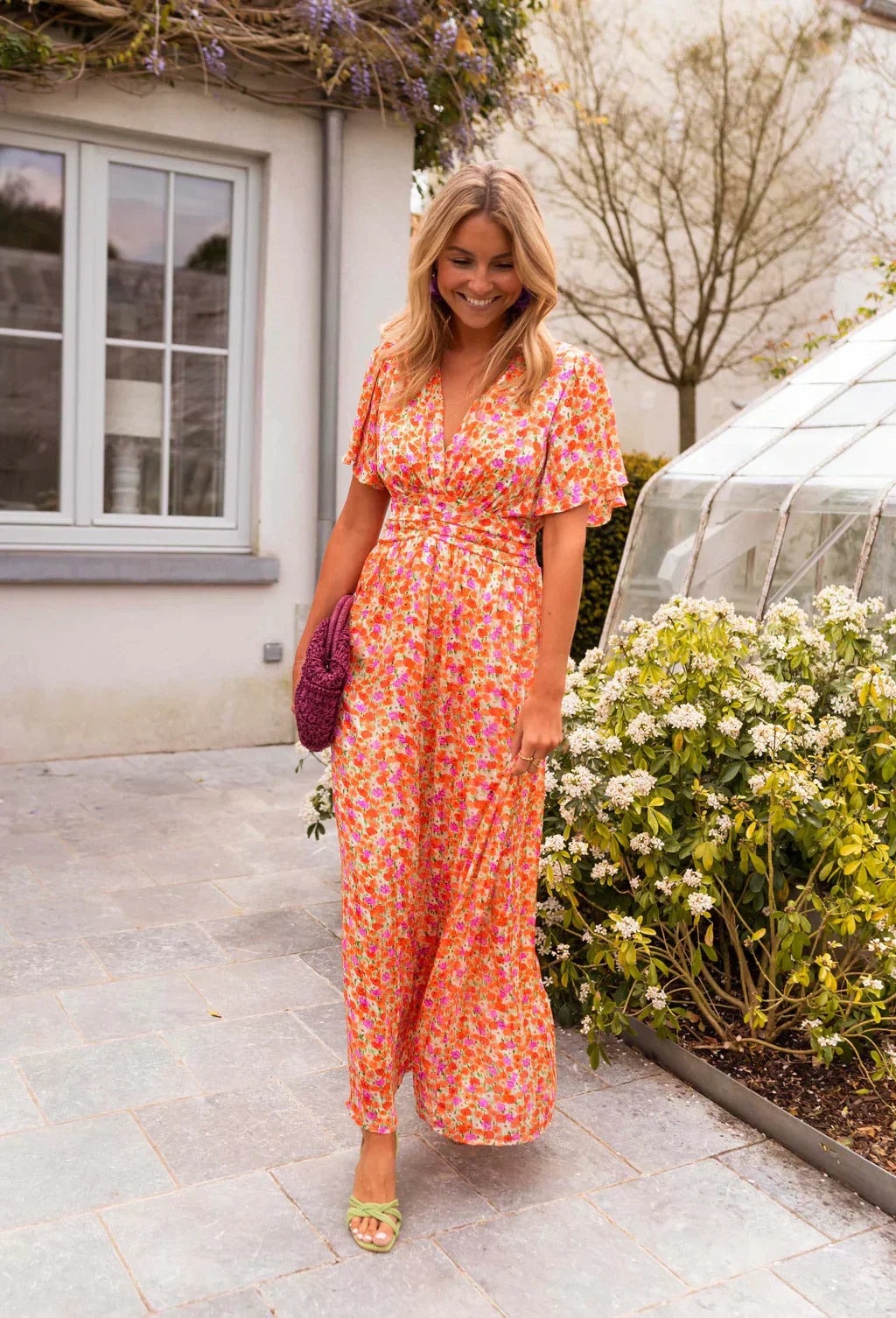 Amelia Floral Wrap Maxi Dress for Autumn Wedding Guests