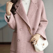 Oihana Women's Double-Breasted Wool-Blend Winter Coat with Self-Tie Belt