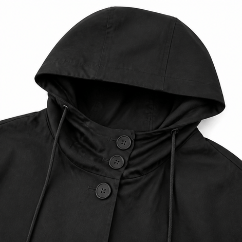 Hooded Midi Coat with Drawstring Waist for Women