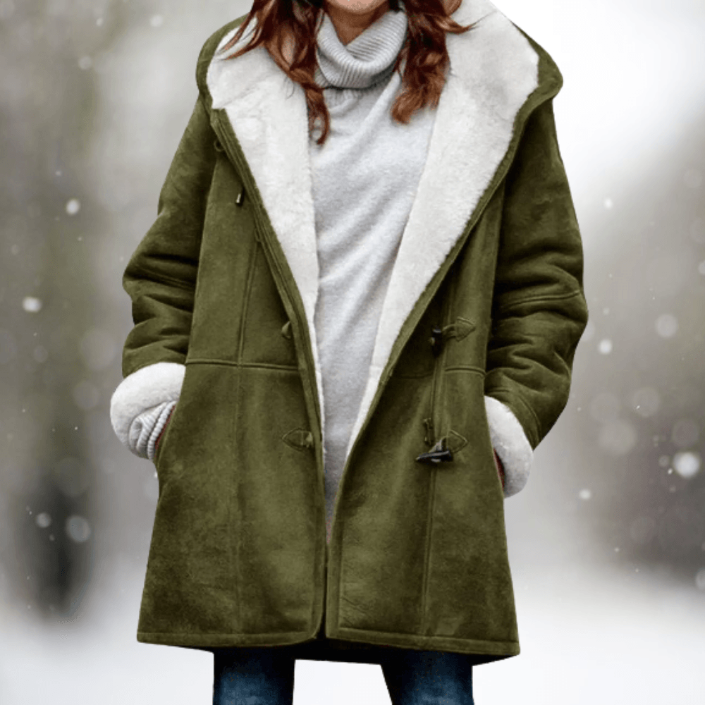 Fiona Women's Shearling-Lined Hooded Faux Suede Winter Coat