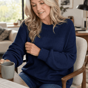 Women's Ribbed Dropped-Shoulder Oversized Knitted Jumper