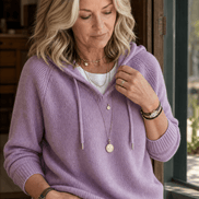 Women's Ribbed Hooded Knit Jumper with Drawstring