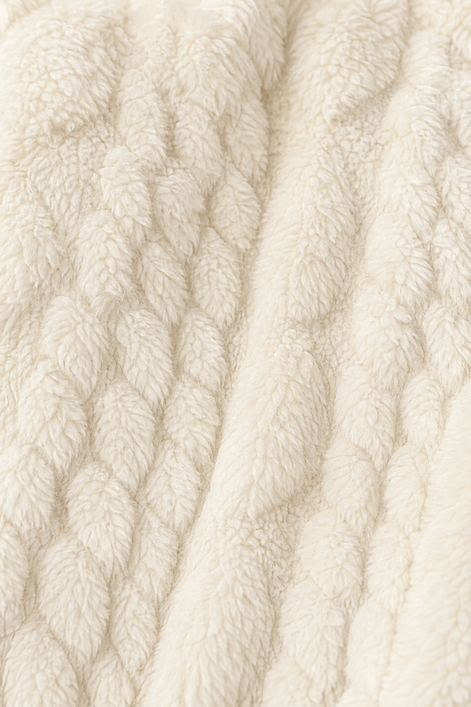 Cable-Knit Textured Hooded Longline Coat with Button Hems