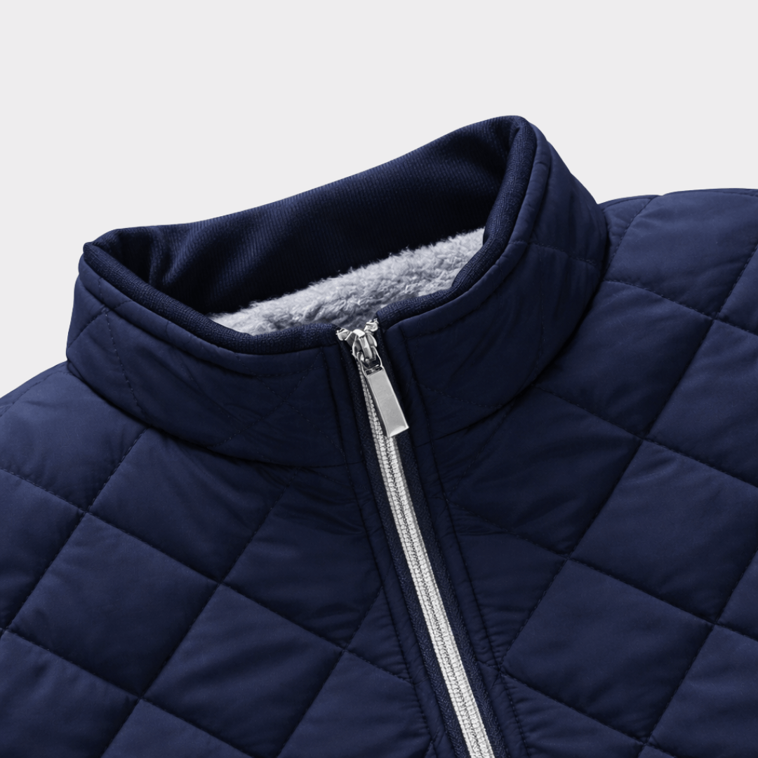 Men's Diamond-Quilted Winter Jacket with Faux Fur Lining