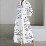 Alora Collared Front Wrap Women's Midi Dress with Long Sleeves in Print