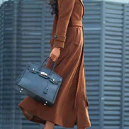 Elora Belted Shawl Collar Long Wool-Blend Coat with Button Front