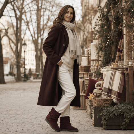 Coziva Cable-Knit Cuffed Mid-Calf Suede Boots for Women