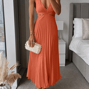 Sanne Pleated Satin Midi Dressing Gown for Ladies