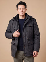 Bartholomew Hooded Multi-Pocket Padded Military Jacket for Men in Winter Parka Style