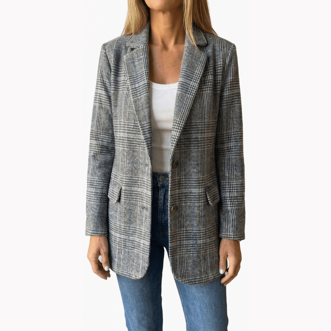 Relaxed Fit Plaid Lapel Blazer for Women Tailored to Flatter