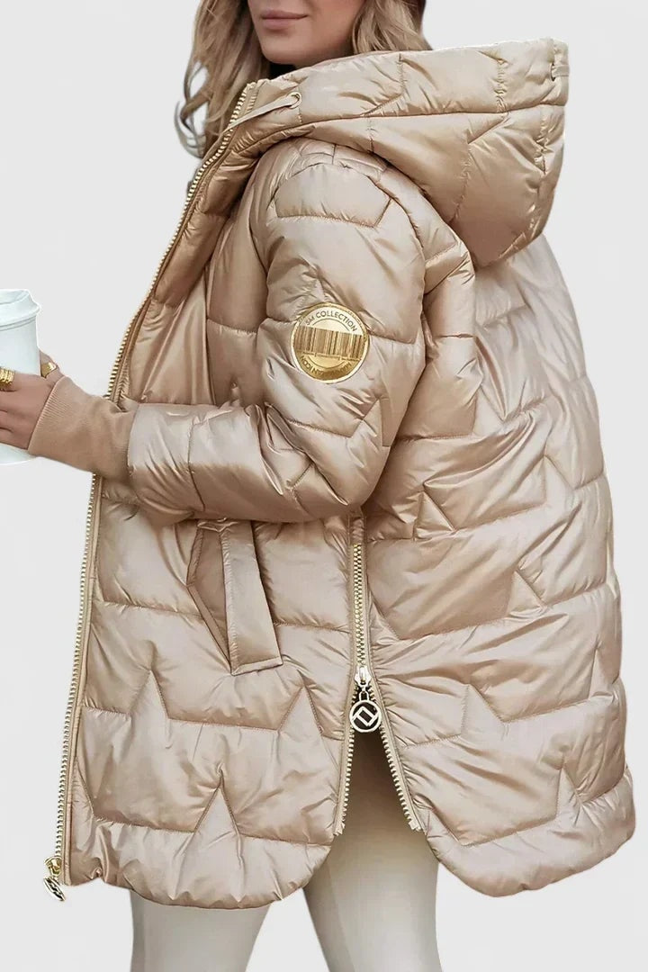 Lyzzandra Hooded Quilted Puffer Jacket with Zip Front