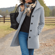 Helga Women's Wool Blend Winter Coat with Button-Front Closure