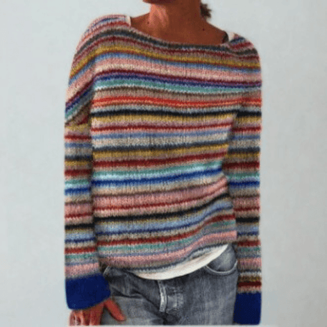 Fair Isle Pattern Knitted Jumper for Women with Round Neck