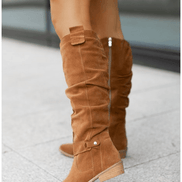 Samira Knee-High Slouch Womens Boots with Side Zip Closure
