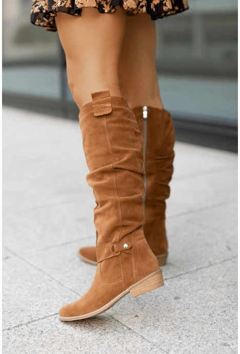 Samira Knee-High Slouch Womens Boots with Side Zip Closure
