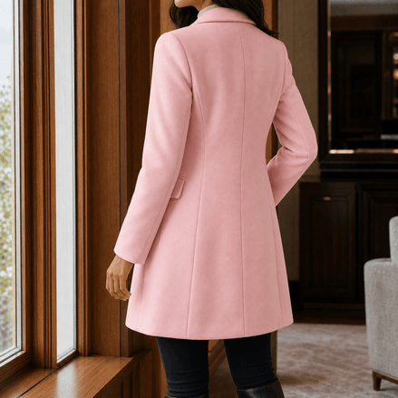 Women's Tailored Wool-Blend Winter Coat with Notched Lapels