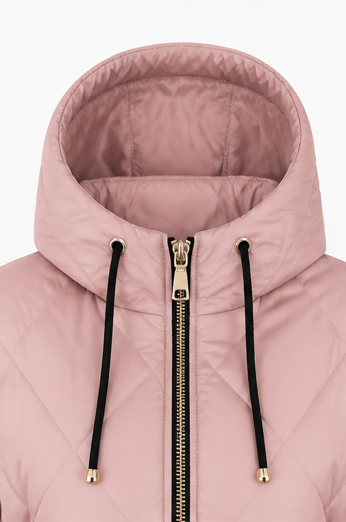 Women's Longline Hooded Quilted Puffer Jacket with Zip Front