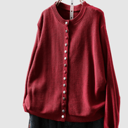 Lena Button-Front Knitted Cardigan with Colourful Buttons