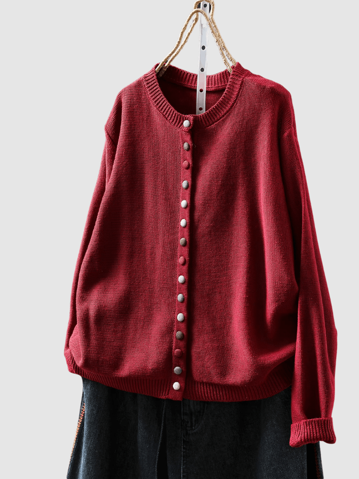 Lena Button-Front Knitted Cardigan with Colourful Buttons