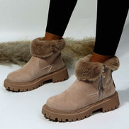 Amelie Fur-Lined Faux Suede Women's Winter Ankle Boots with Side Zip